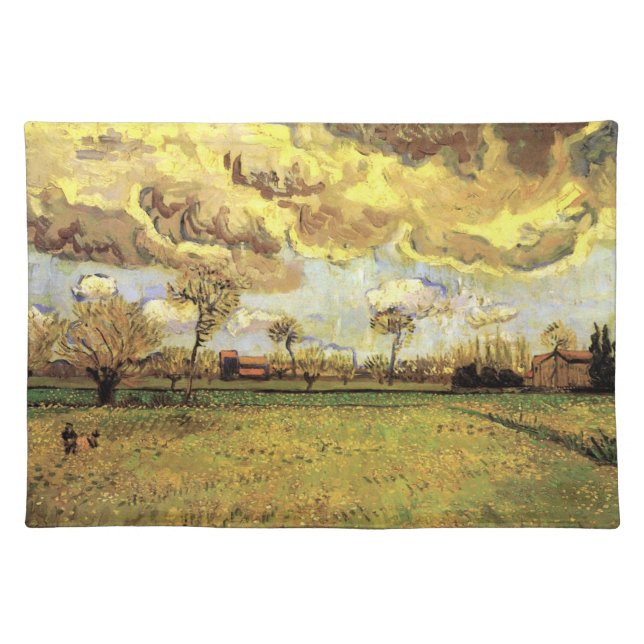 Landscape Under a Stormy Sky by Vincent van Gogh Cloth Placemat (Front)