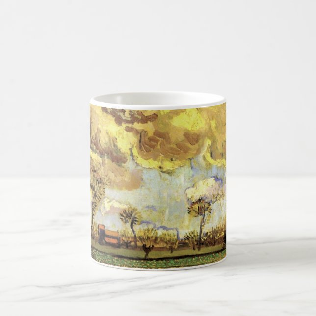 Landscape Under a Stormy Sky by Vincent van Gogh Coffee Mug (Center)