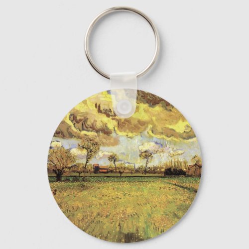 Landscape Under a Stormy Sky by Vincent van Gogh Keychain