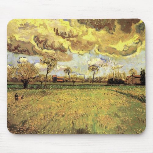 Landscape Under a Stormy Sky by Vincent van Gogh Mouse Pad