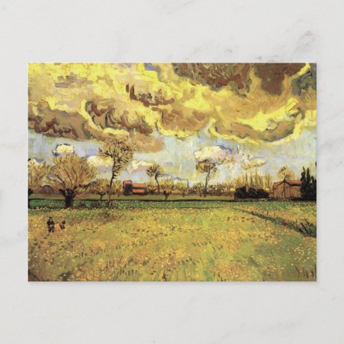 Landscape Under a Stormy Sky by Vincent van Gogh Postcard