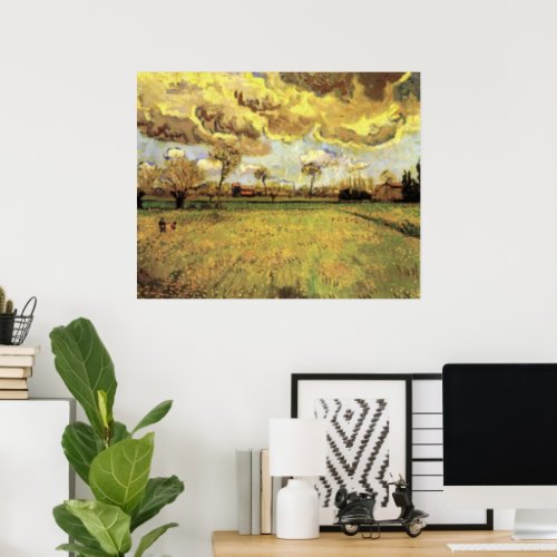 Landscape Under a Stormy Sky by Vincent van Gogh Poster