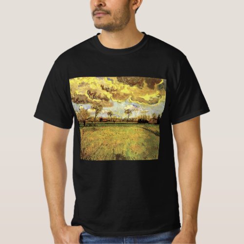 Landscape Under a Stormy Sky by Vincent van Gogh T_Shirt
