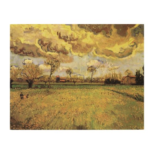 Landscape Under a Stormy Sky by Vincent van Gogh Wood Wall Decor