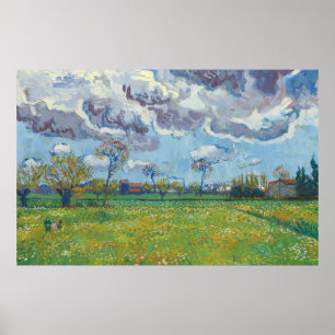 Landscape Under a Stormy Sky Vincent Gogh  Poster