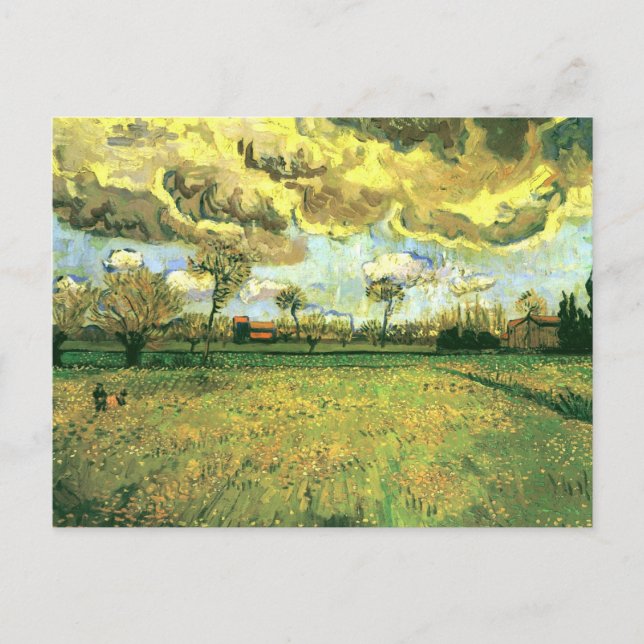 Landscape Under Stormy Sky, Van Gogh Fine Art Postcard (Front)
