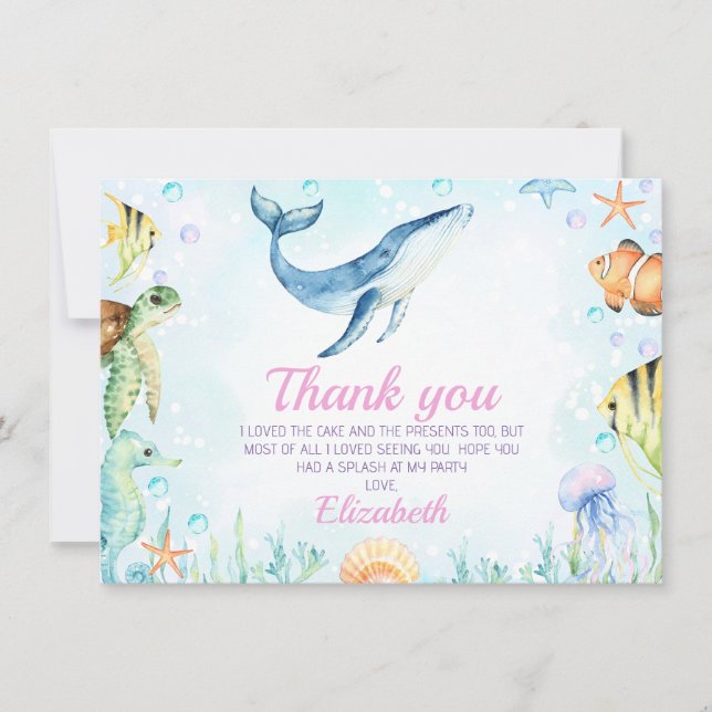 Landscape Under the Sea Birthday Thank You Card (Front)