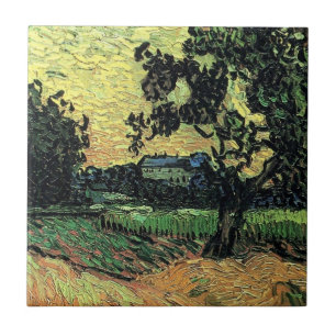 Landscape w Chateau of Auvers by Vincent van Gogh Ceramic Tile