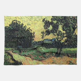 Landscape w Chateau of Auvers by Vincent van Gogh Kitchen Towel