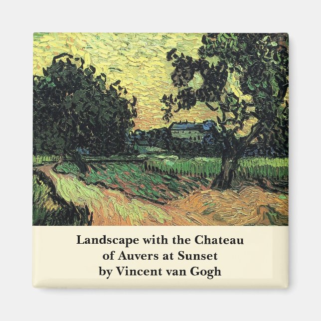 Landscape w Chateau of Auvers by Vincent van Gogh Magnet (Front)