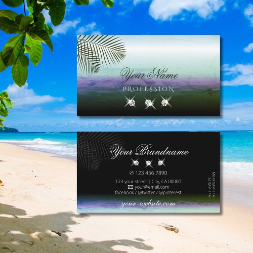 Landscape Watercolors Sparkling Diamonds Elegant Business Card