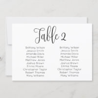 Landscape wedding seating chart. Modern table plan