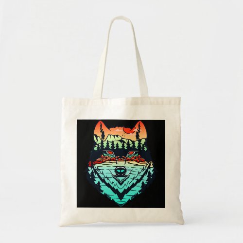 Landscape Wild Mountains Nature Hiking Face Wolf Tote Bag