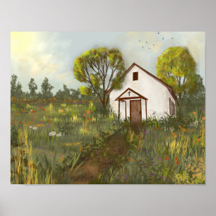 Landscape Wildflowers Church Meadow California Poster