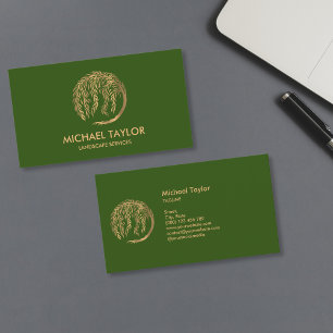 landscape willow tree service lawn care business card
