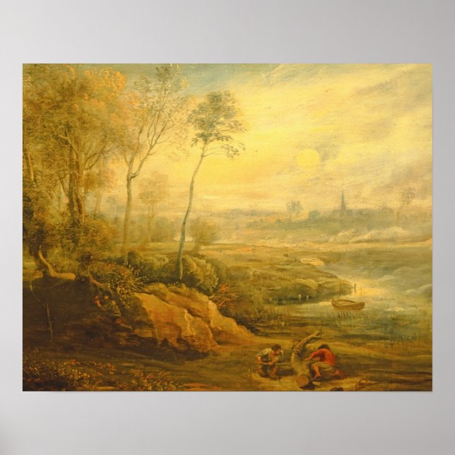 Landscape with a Birdcatcher (oil on panel) Poster (Front)