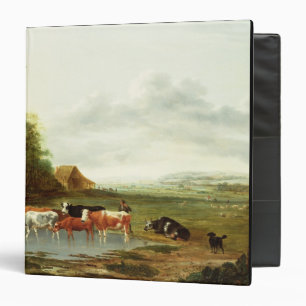 Landscape with a Herdsman and Cattle (oil on canva 3 Ring Binder