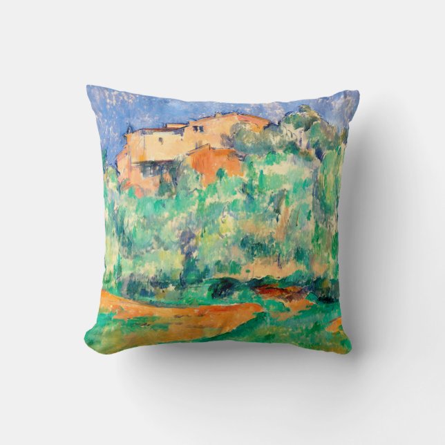 Landscape with a House, Cezanne Throw Pillow (Front)