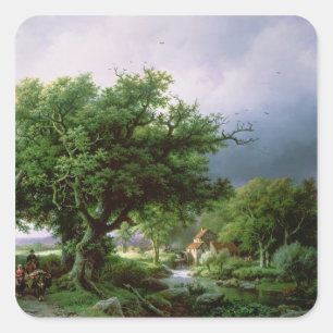 Landscape with a Mill Square Sticker