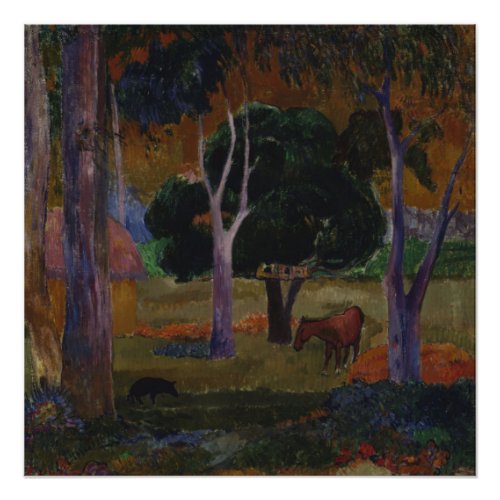 Landscape With a Pig and a Horse by Paul Gauguin Poster