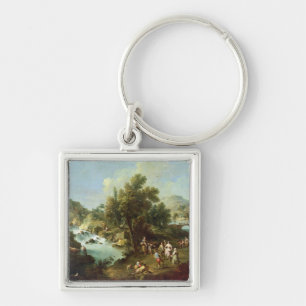 Landscape with a River and Dancing Peasants (oil o Keychain