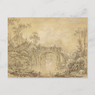 Landscape with a Rustic Bridge Postcard