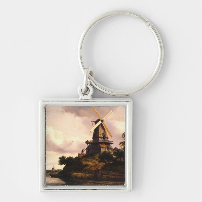 Landscape with a Windmill Art Keychain (Front)