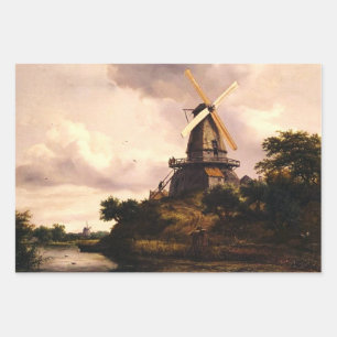 Landscape with a Windmill Art Wrapping Paper Sheets