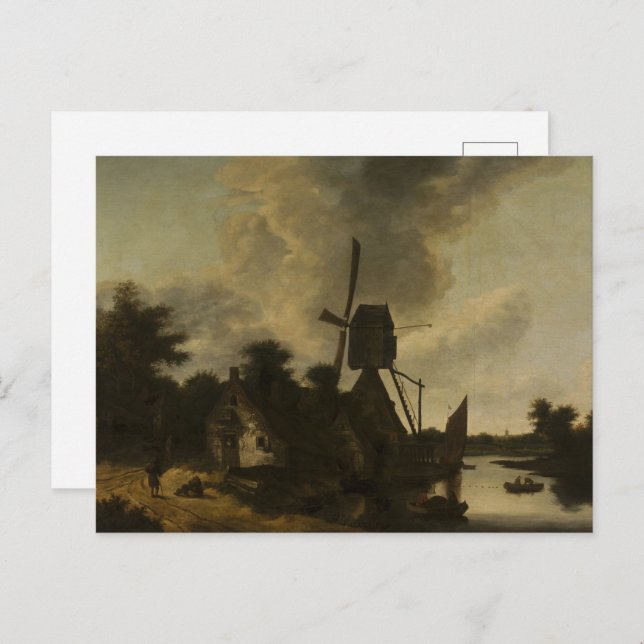Landscape with a Windmill – Salomon Rombouts Postcard (Front/Back)