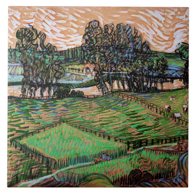 Landscape with Bridge Across the Oise Ceramic Tile (Front)