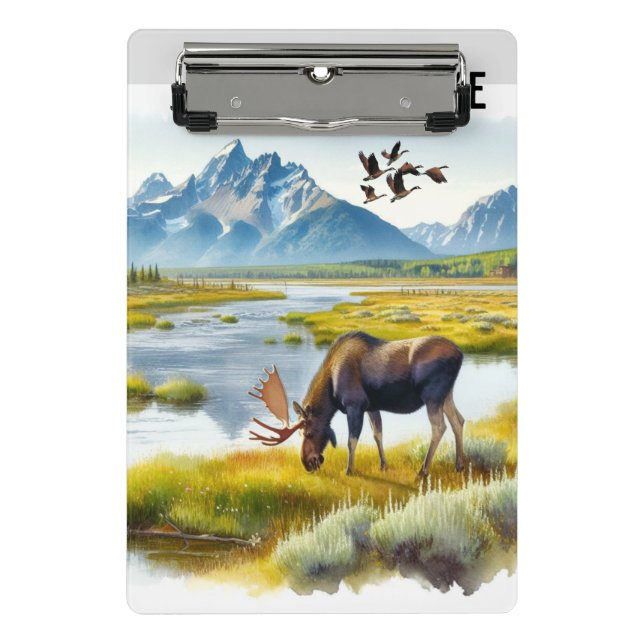 Landscape with Bull Moose  Mini Clipboard (Front)