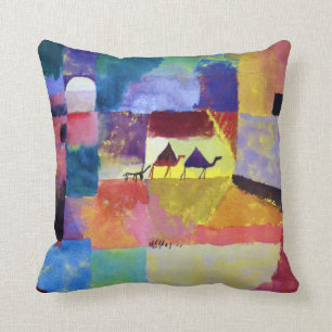 Landscape with Camels, Paul Klee Throw Pillow