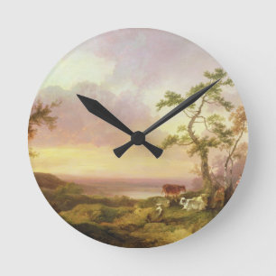 Landscape with Cattle and Peasant, c.1781 (oil on Round Clock
