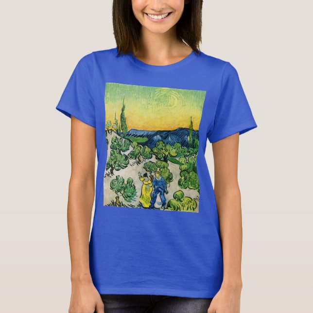 Landscape with Couple Walking by Vincent van Gogh T-Shirt (Front)