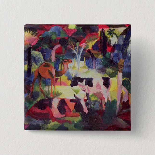 Landscape with Cows and a Camel Button (Front)