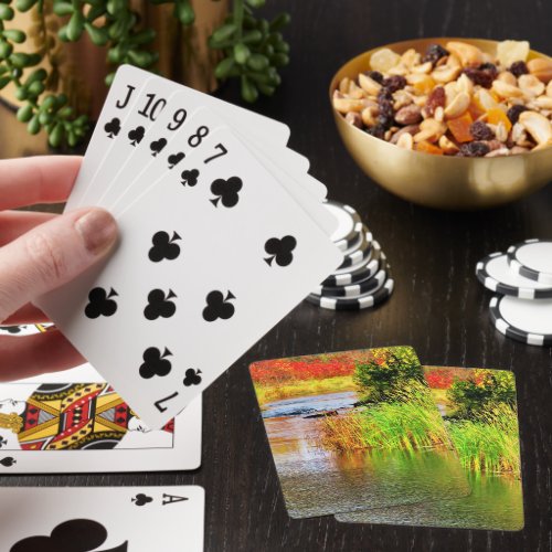 Landscape with Creek Peaceful Scenic Autumn View Poker Cards