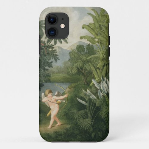 Landscape with Cupid aiming an arrow at a Parrot o iPhone 11 Case