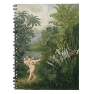 Landscape with Cupid aiming an arrow at a Parrot o Notebook