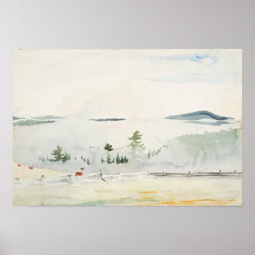 Landscape with Deer in Morning Haze Winslow Homer Poster