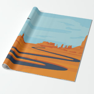 landscape with deserted valley, mountains, dark w wrapping paper
