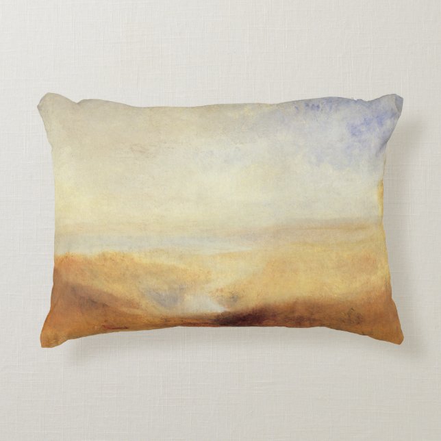 Landscape with Distant River Bay by Joseph Turner Decorative Pillow (Front)