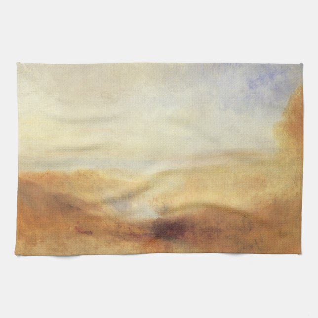 Landscape with Distant River Bay by Joseph Turner Kitchen Towel (Horizontal)