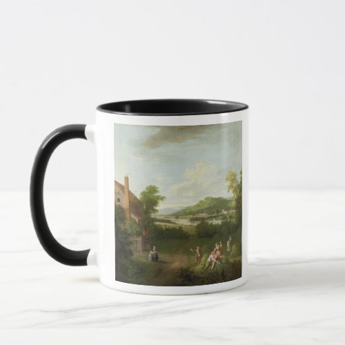 Landscape with Farmworkers c1730_40 oil on canv Mug