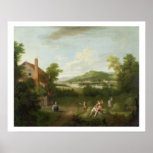 Landscape with Farmworkers c1730_40 oil on canv Poster
