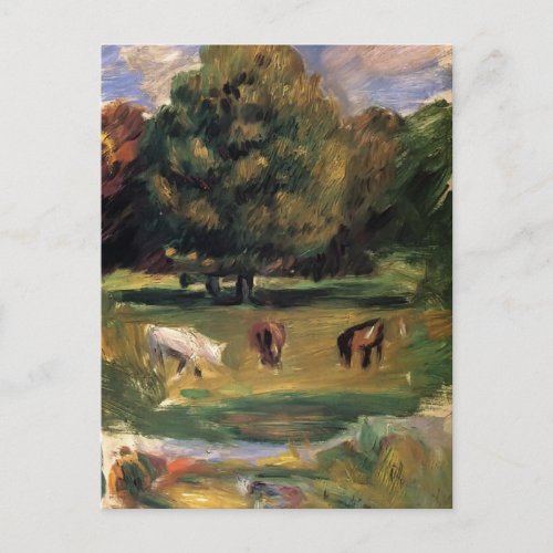 Landscape with Horses by Pierre_Auguste Renoir Postcard