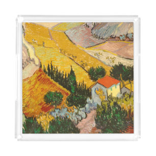 Landscape with House and PloughmaVincent van Gogh Acrylic Tray
