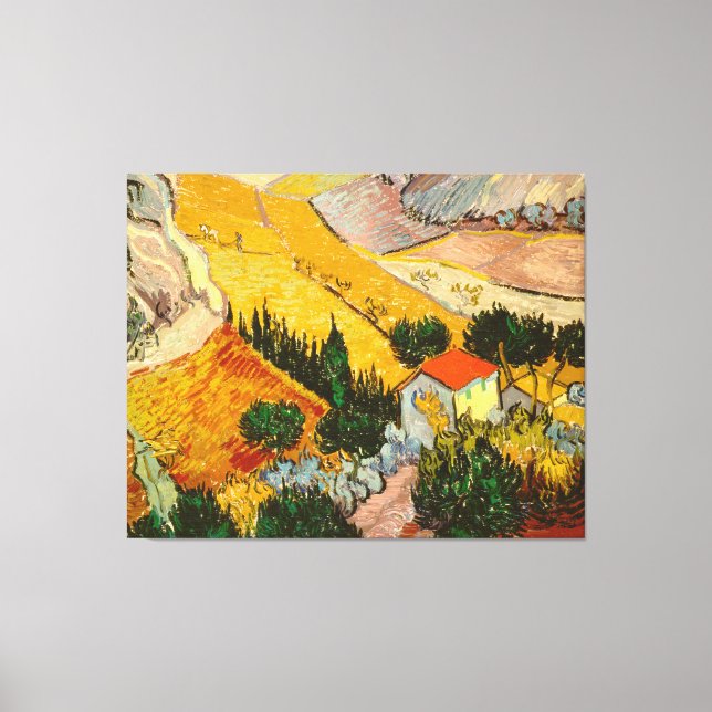 Landscape with House and PloughmaVincent van Gogh  Canvas Print (Front)