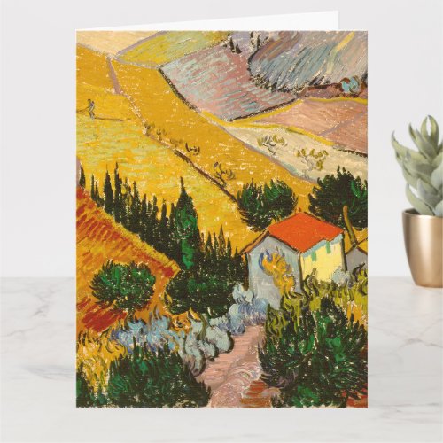 Landscape with House and PloughmaVincent van Gogh  Card