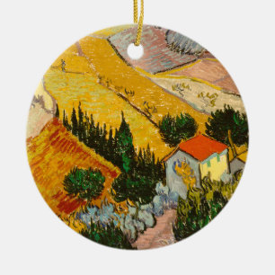 Landscape with House and PloughmaVincent van Gogh Ceramic Ornament