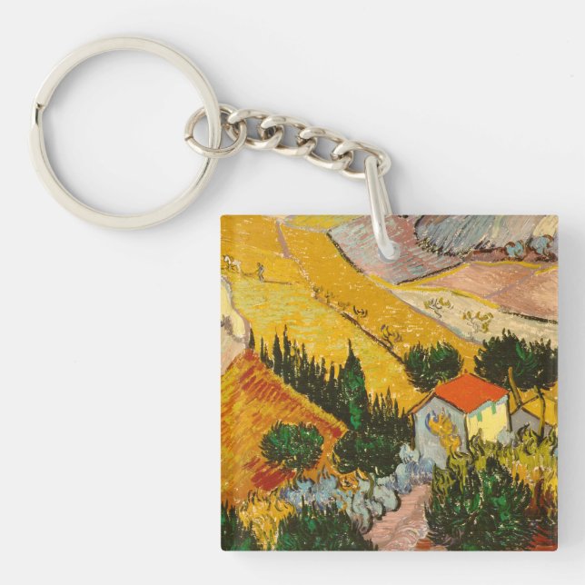 Landscape with House and PloughmaVincent van Gogh  Keychain (Front)
